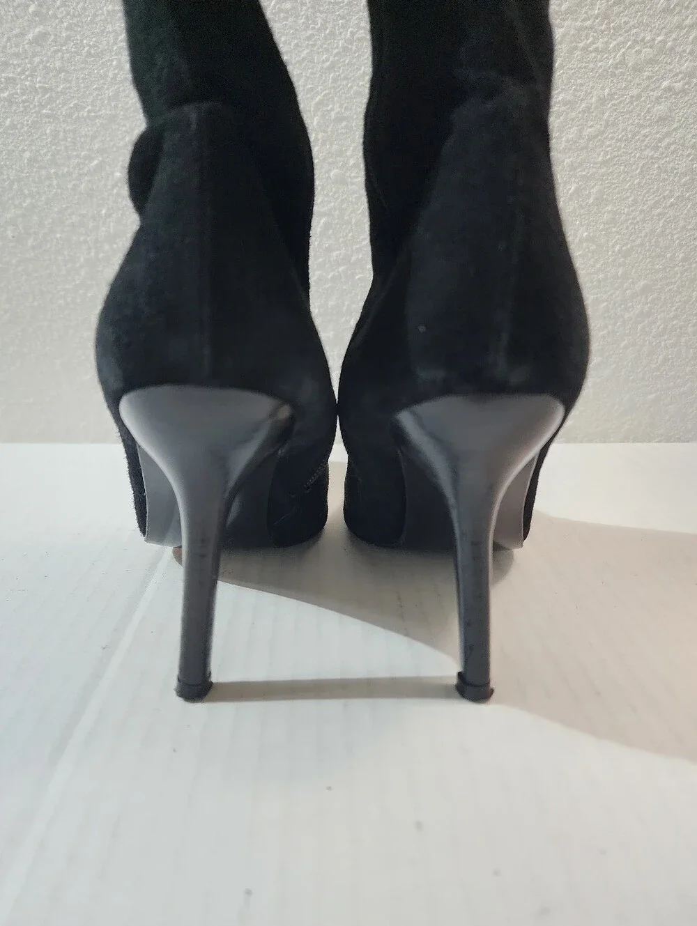 Vintage Bebe Black Suede Knee High Boots Y2K Pointed Toe Stiletto Spain Size 7.5